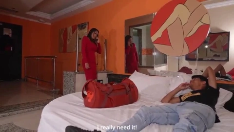 Step-son sharing bed, hotel encounter