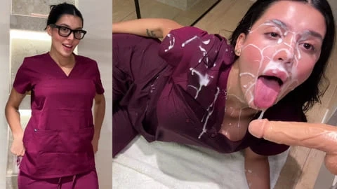 Hanna Showers In Fake Cum In Her Hot Nurse Roleplay