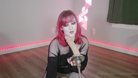 MissPrincessKay - Goth Girl Deepthroats a Fuck Machine Dildo